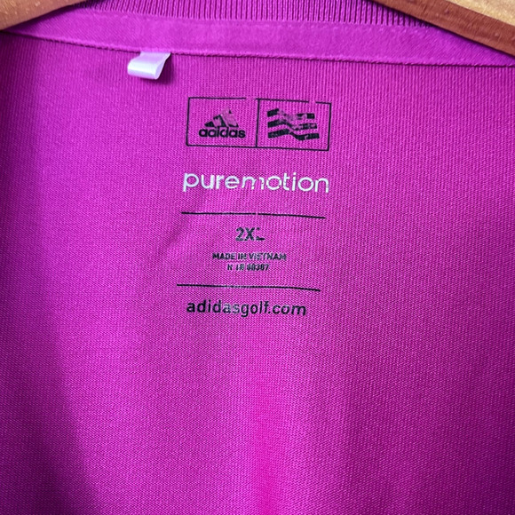 Men's Fuchsia Short Sleeve Adidas Polo Shirt 2X - Picture 2 of 7